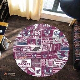 Amazing Aussie Manly Warringah Sea Eagles Team Of Us Die Hard Fan Supporters Comic Style Round Rug