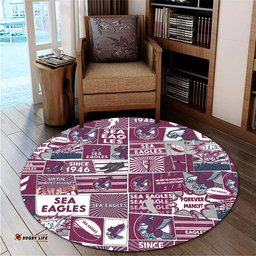 Amazing Aussie Manly Warringah Sea Eagles Team Of Us Die Hard Fan Supporters Comic Style Round Rug