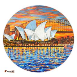 Amazing Aussie Sydney Travelling Sydney Opera House Oil Painting Art Round Rug