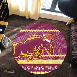Amazing Aussie Brisbane Broncos Australia Ugly Xmas With Aboriginal Patterns For Die Hard Fans Round Rug