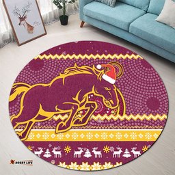 Amazing Aussie Brisbane Broncos Australia Ugly Xmas With Aboriginal Patterns For Die Hard Fans Round Rug
