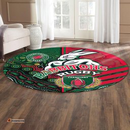Amazing Aussie South Sydney Rabbitohs South Sydney Rabbitohs Ball Aboriginal Inspired Indigenous Sport Style Round Rug