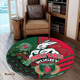 Amazing Aussie South Sydney Rabbitohs South Sydney Rabbitohs Ball Aboriginal Inspired Indigenous Sport Style Round Rug
