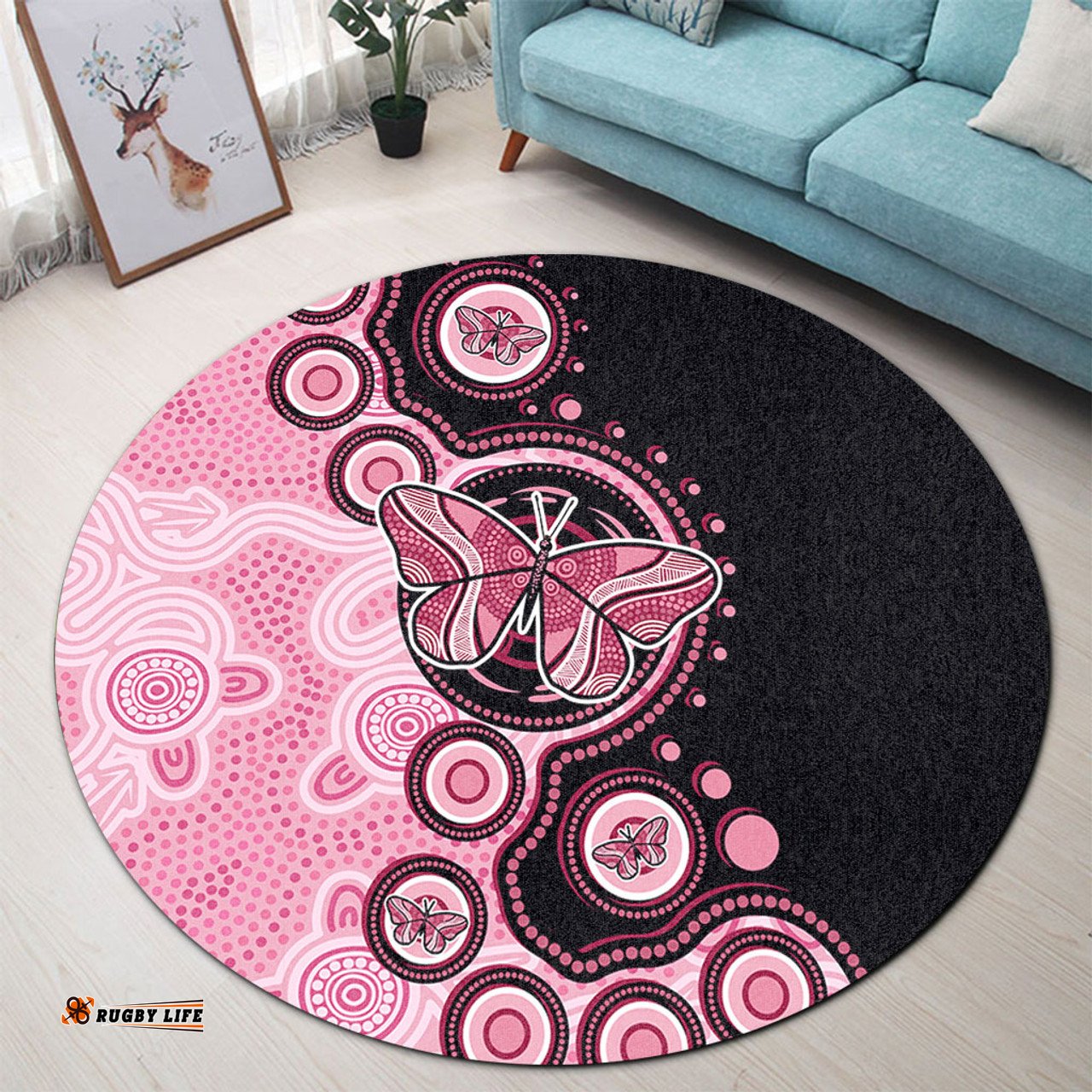 Amazing Aussie Australia Indigenous Butterfly Aboriginal Dot Arts Round Rug