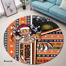 Amazing Aussie Australia Tigers Christmas Custom Scratch Super Tigers Ho Ho Ho Round Rug