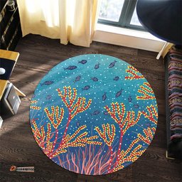 Amazing Aussie Australia Aboriginal Underwater Aboriginal Art Inspired Round Rug