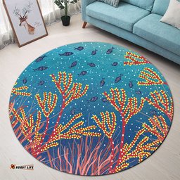 Amazing Aussie Australia Aboriginal Underwater Aboriginal Art Inspired Round Rug