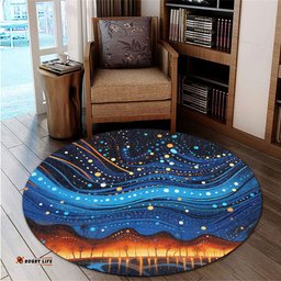 Amazing Aussie Australia Dreaming Aboriginal Aboriginal Dreaming Dot Painting Art Color Inspired Round Rug