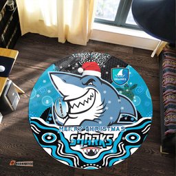 Amazing Aussie Cronulla Sutherland Sharks Christmas Custom Christmas Super Sharkies Indigenous Round Rug