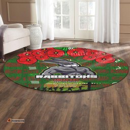 Amazing Aussie Australia Rabbitohs Aboriginal Inspired South Sydney Australia Rabbitohs Anzac '' Let We Forget '' With Poppy Flower Round Rug