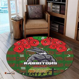 Amazing Aussie Australia Rabbitohs Aboriginal Inspired South Sydney Australia Rabbitohs Anzac '' Let We Forget '' With Poppy Flower Round Rug