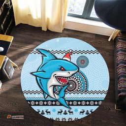 Amazing Aussie Cronulla Sutherland Sharks Australia Ugly Xmas With Aboriginal Patterns For Die Hard Fans Round Rug