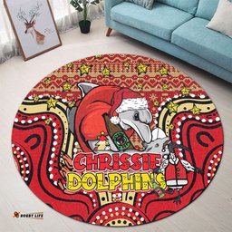 Amazing Aussie Redcliffe Dolphins Christmas Custom Christmas Knit Patterns Vintage Jersey Ugly Round Rug