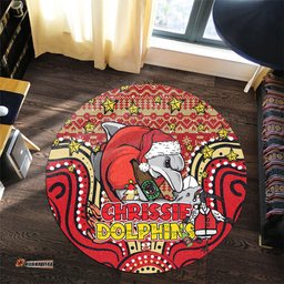 Amazing Aussie Redcliffe Dolphins Christmas Custom Christmas Knit Patterns Vintage Jersey Ugly Round Rug