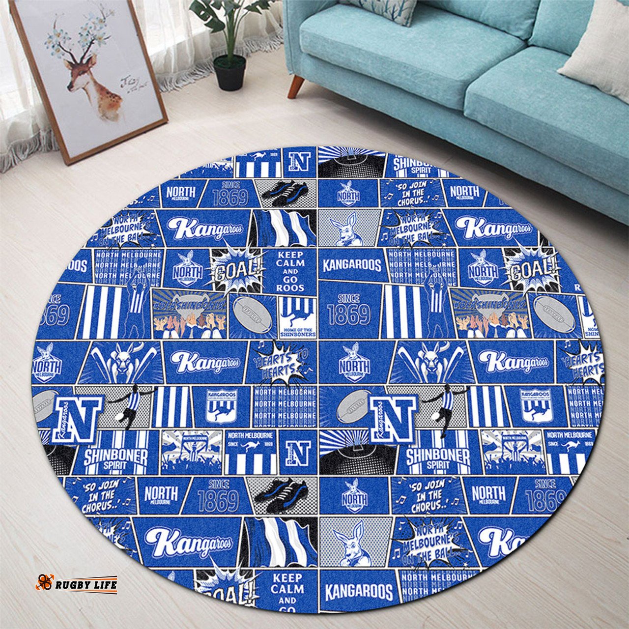 Amazing Aussie North Melbourne Legacy Of The Pride Comic Style Round Rug