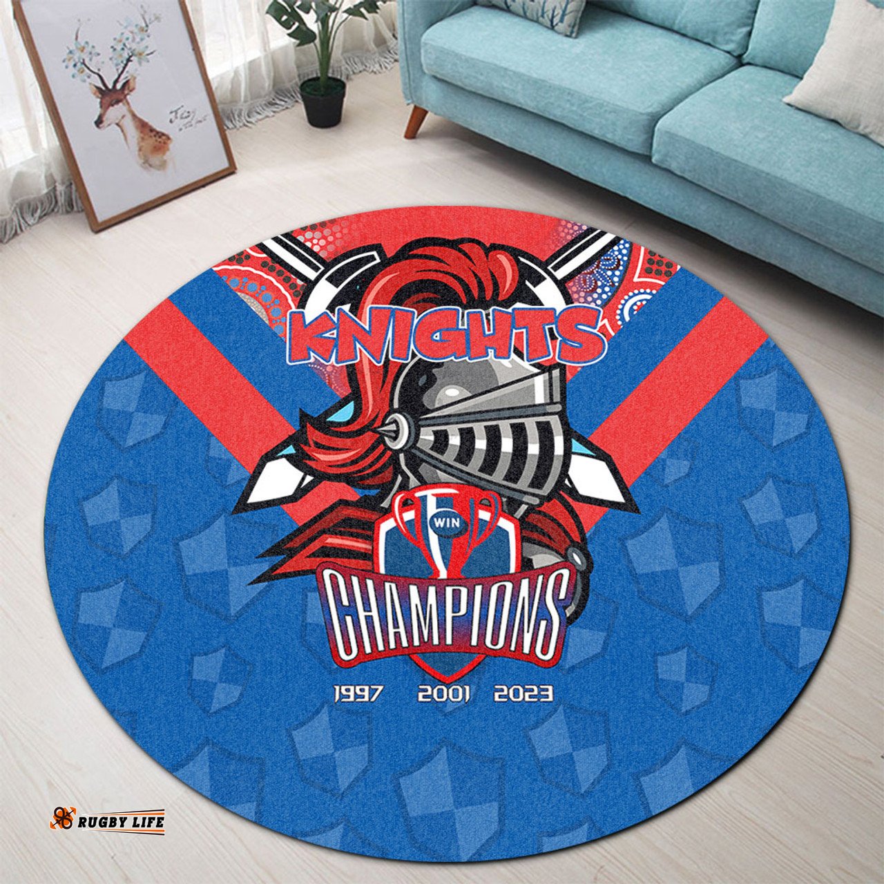 Amazing Aussie Newcastle Knights Talent Win Games But Teamwork And Intelligence Win Championships With Aboriginal Style Round Rug