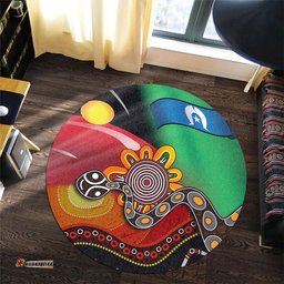 Amazing Aussie Australia Aboriginal The Rainbow Serpent Dreamtime Give Shape To The Earth Round Rug