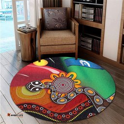 Amazing Aussie Australia Aboriginal The Rainbow Serpent Dreamtime Give Shape To The Earth Round Rug