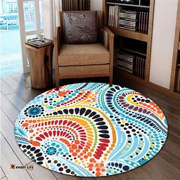 Amazing Aussie Australia Aboriginal Traditional Australian Aboriginal Native Design (White) Ver 1 Round Rug