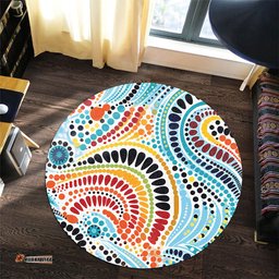Amazing Aussie Australia Aboriginal Traditional Australian Aboriginal Native Design (White) Ver 1 Round Rug