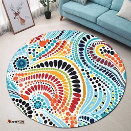 Amazing Aussie Australia Aboriginal Traditional Australian Aboriginal Native Design (White) Ver 1 Round Rug