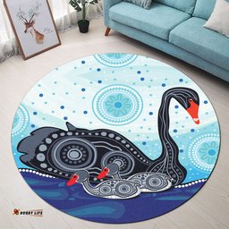 Amazing Aussie Australia Aboriginal Inspired Mother and Baby Swan Aboriginal Inspired art painting Round Rug