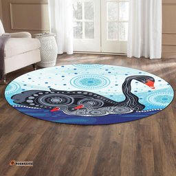 Amazing Aussie Australia Aboriginal Inspired Mother and Baby Swan Aboriginal Inspired art painting Round Rug