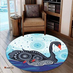Amazing Aussie Australia Aboriginal Inspired Mother and Baby Swan Aboriginal Inspired art painting Round Rug