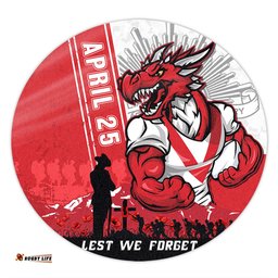 Amazing Aussie St. George Illawarra Dragons Anzac Day Lest We Forget Strong Fighting Spirit Round Rug