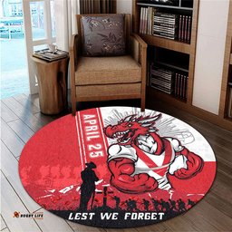 Amazing Aussie St. George Illawarra Dragons Anzac Day Lest We Forget Strong Fighting Spirit Round Rug