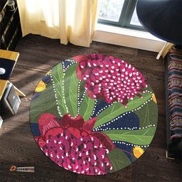 Amazing Aussie Australia Flowers Aboriginal Australian Waratah Flower Art Round Rug