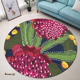 Amazing Aussie Australia Flowers Aboriginal Australian Waratah Flower Art Round Rug