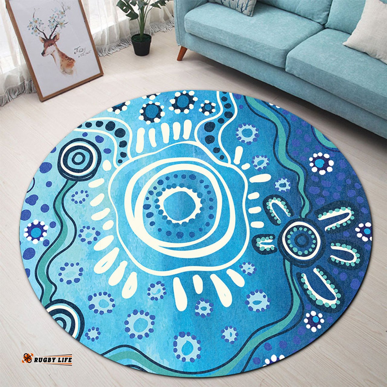 Amazing Aussie Australia Traditional Aboriginal Dot Art Round Rug