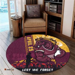 Amazing Aussie Brisbane Broncos Anzac Day Lest We Forget Strong Fighting Spirit Round Rug