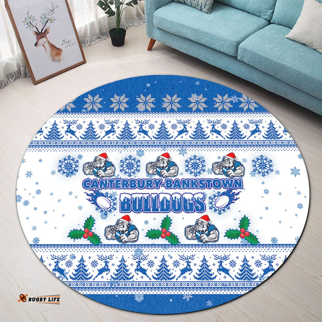 Amazing Aussie Canterbury Bankstown Bulldogs Christmas Canterbury Bankstown Bulldogs Special Ugly Christmas Round Rug