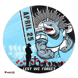 Amazing Aussie Cronulla Sutherland Sharks Anzac Day Lest We Forget Strong Fighting Spirit Round Rug