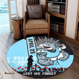 Amazing Aussie Cronulla Sutherland Sharks Anzac Day Lest We Forget Strong Fighting Spirit Round Rug