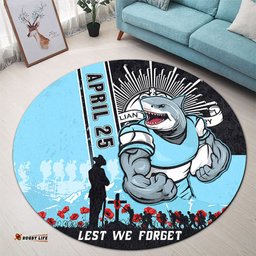 Amazing Aussie Cronulla Sutherland Sharks Anzac Day Lest We Forget Strong Fighting Spirit Round Rug