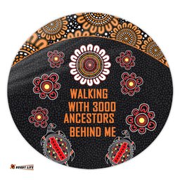Amazing Aussie Australia Aboriginal Walking with 3000 Ancestors Behind Me Black and Orange Patterns Round Rug