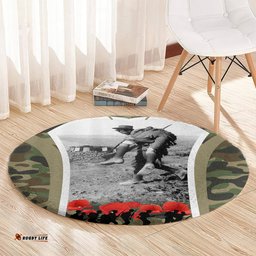 New Zealand and Australia ANZAC Day Round Carpet Koala and Kiwi Bird Soldier Gallipoli Camouflage Style LT03