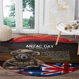 Australia ANZAC Day Round Carpet Koala and Kangaroo Red Poppy Flower Field Aboriginal Pattern