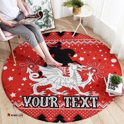 Custom Dragons Rugby Round Carpet Chirstmas Vibe 2023