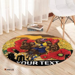 Custom Eagles Football ANZAC Round Carpet Gallipoli Camouflage With Poppies