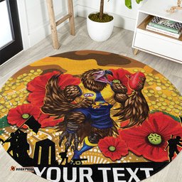 Custom Eagles Football ANZAC Round Carpet Gallipoli Camouflage With Poppies