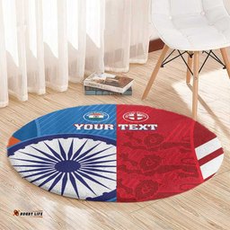 Custom India And England Cricket Round Carpet 2024 Together Dynamic Version