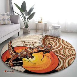 Thorny Devil Australia Round Carpet Baby Moloch Horridus With Ants Aboriginal Art