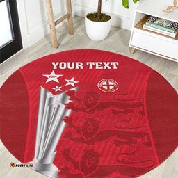 Custom England Cricket Round Carpet 3rd Champions World Cup Proud