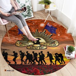 The Rising Sun Badge ANZAC Round Carpet Last Post Field of Poppy Starry Night Style LT03