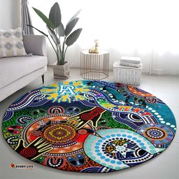 Custom NAIDOC Week 2024 Port Adelaide Power Round Carpet Australia Aboriginal Dot Painting DT02