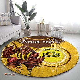 Custom AFL Hawkthorn NAIDOC Week Round Carpet Keep The Fire Burning Indigenous Art